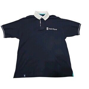 Rolls-Royce Polo Shirt Mens‎ XXL Navy Blue Embroidered Logo Corporate Luxury...